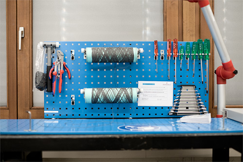 Carbon ropes on a workbench at Audemars Piguet