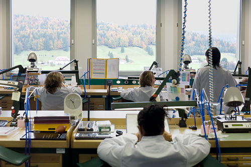 Splendid view on the Joux Valley seen from a workshop at Audemars Piguet