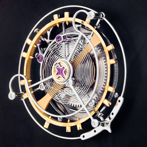 Close-up of Beat Haldimann's H8 central tourbillon