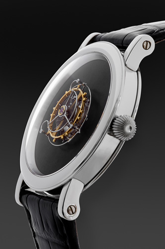 Close-up of Beat Haldimann's H8 central tourbillon